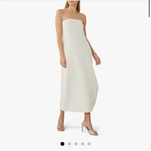 Theory Strapless Crepe Midi Dress